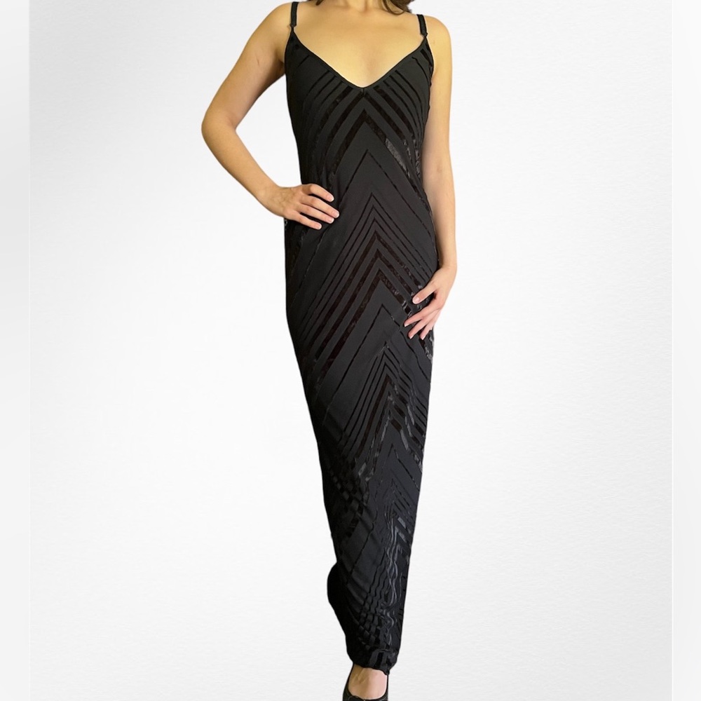 Karen Millen Velvet Chevron Maxi Dress